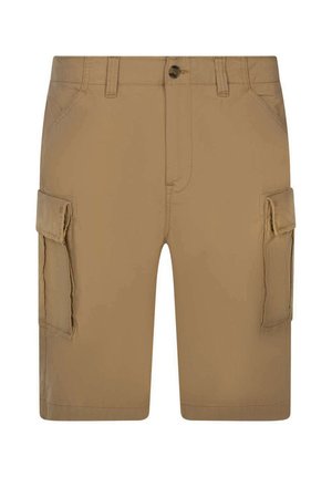 Pantaloni cargo color sabbia con chiusura a bottone, due tasche laterali e due grandi tasche cargo laterali. Realizzati in tessuto leggero.
