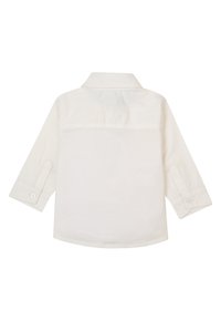 Witte lange mouwen overhemd met een klassieke kraag, knoopmanchetten, rugnaaddetail en een soepele katoentextuur.