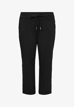 Schwarze Sweatpants mit Relaxed Fit, elastischem Bund, verstellbarem Kordelzug und Seitentaschen. Hergestellt aus einem weichen, dehnbaren Stoff.