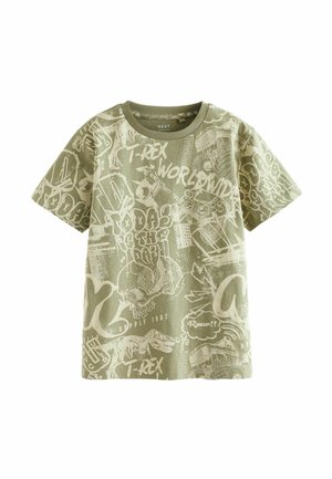 ALL OVER SHORT SLEEVE STANDARD - Potiskana majica - khaki green graffiti