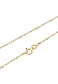 Collana in oro con un design a catena testurizzata, caratterizzata da piccole perline rotonde lungo la sua lunghezza e una sicura chiusura a moschettone.
