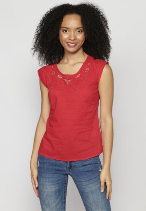SHORT SLEEVE PLEAS - Blúzka - red coral