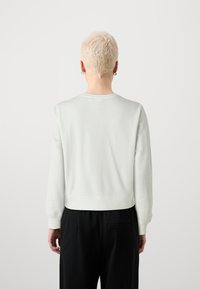 Světle šedá mikina z měkké směsi bavlny, s kulatým výstřihem, žebrovanými manžetami a lemem, s volným střihem a minimalistickým designem.