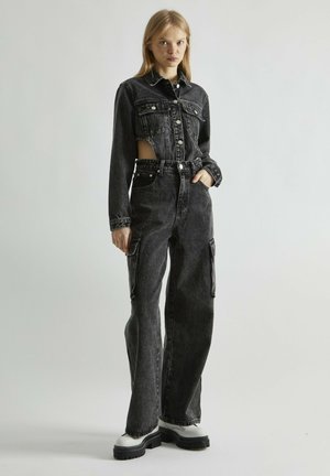 BUTTON FRONT - Buksedragter - black stonewash