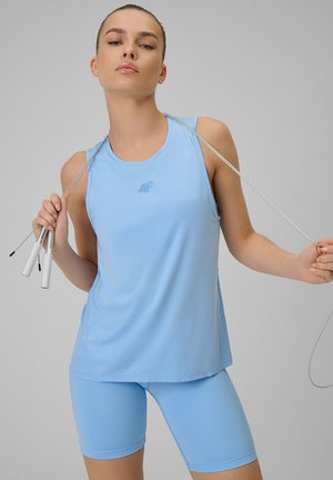 4F 4F TOP TRENINGOWY LOOSE SZYBKOSCHNĄCY DAMSKI - NIEBIESKI S - Top - blue