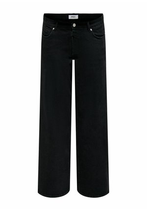 Jeans de maternité noirs à jambes larges avec bouton à l'avant, poches et étiquette sur la ceinture indiquant ONLY Maternity.