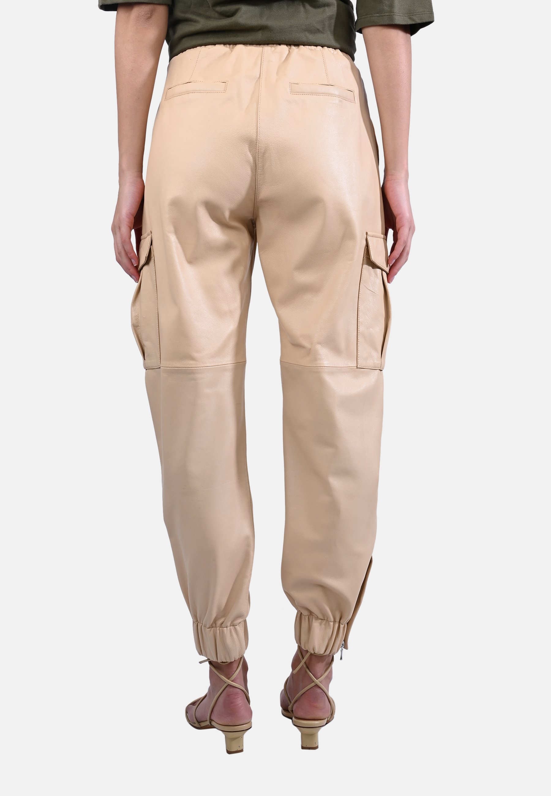 AMY VERMONT Leren broek met cargozakken | Klingel