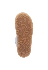 Suola di scarpa azzurro chiaro con una texture in gomma caratterizzata da un motivo a fiocco di neve e il marchio impresso "PEPINO" con la taglia "23."