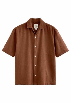 TEXTURED SHORT SLEEVE WITH CUBAN COLLAR   - Skjorta - brown