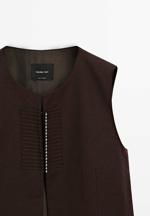 BEADED - Waistcoat - bordeaux4