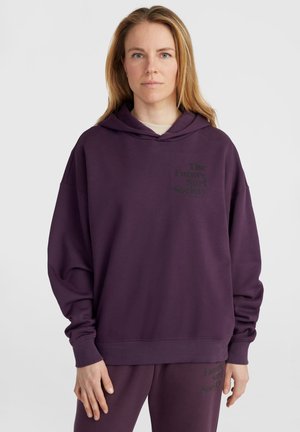 Overmaatse paarse hoodie van zacht materiaal, met een voorzak, capuchon en bedrukte tekst op de borst. Gekocht met bijpassende joggers.