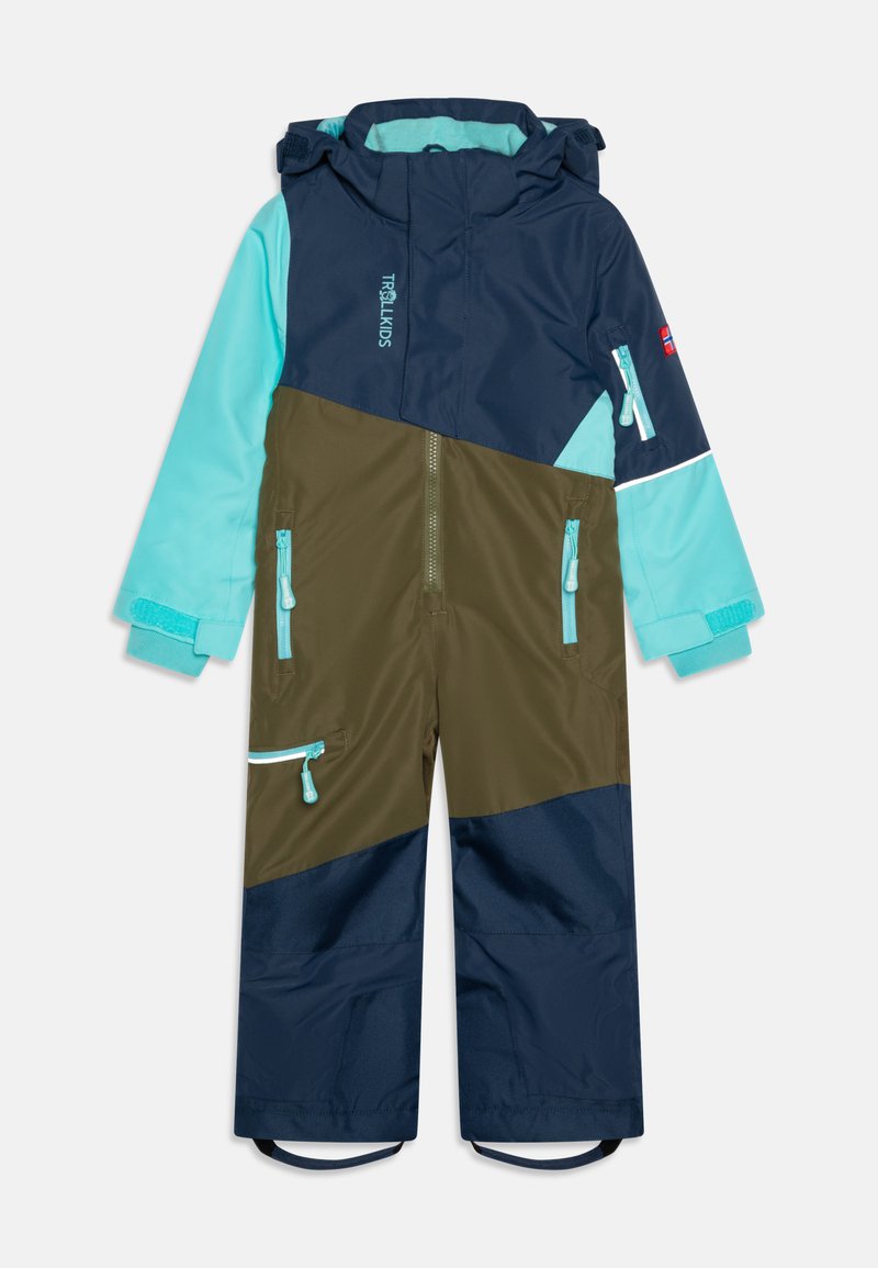 TROLLKIDS KIDS HALLINGDAL SNOWSUIT UNISEX - Snowsuit - pine green/mystic blue/arctic blue