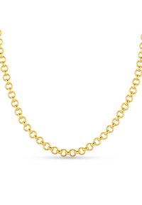 Goldkette mit gleichmäßig angeordneten runden Gliedern, glatter Textur und polierter Oberfläche. Eignet sich sowohl für das Schichten als auch für das alleinige Tragen.