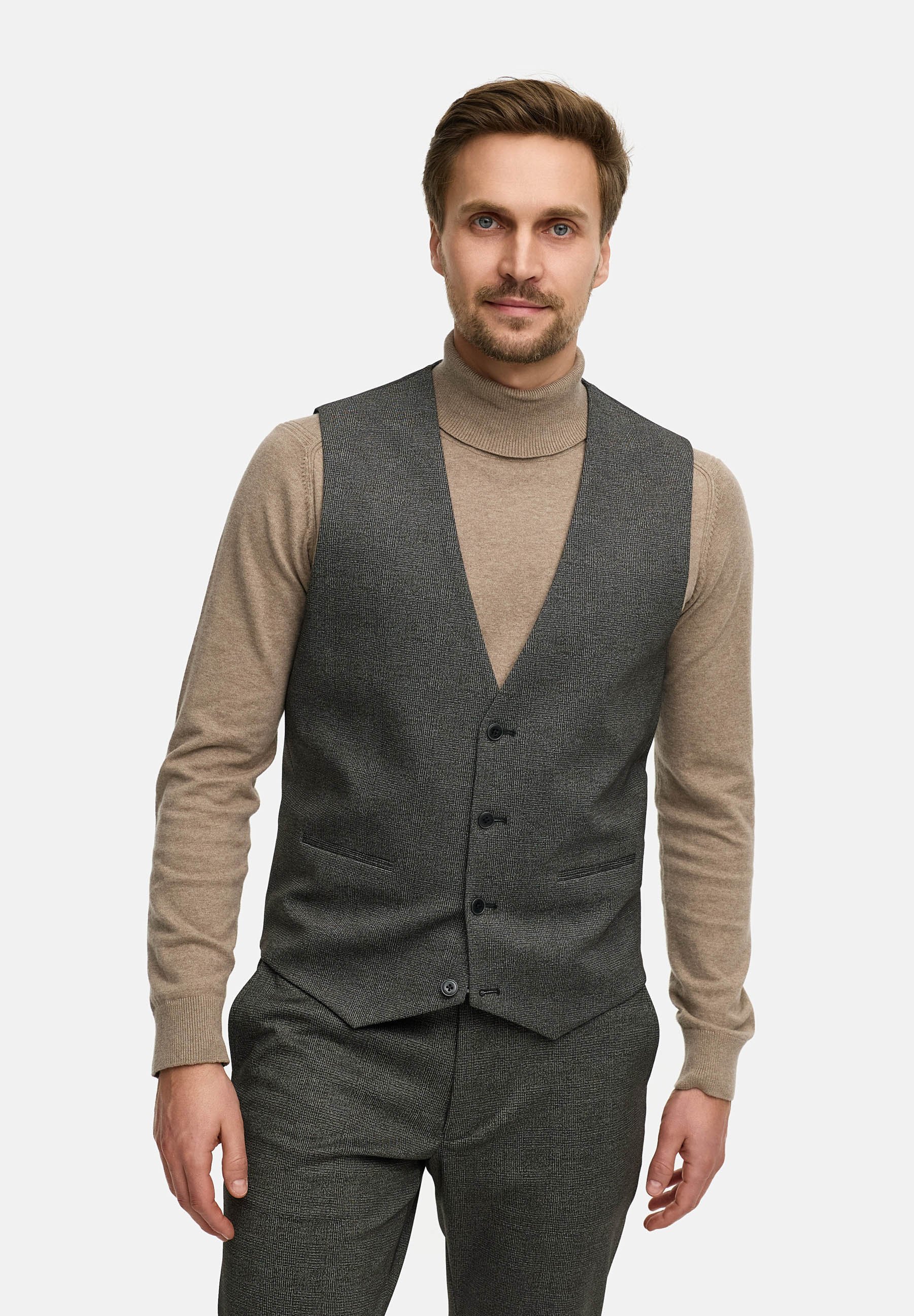 Jeff LUCA - Waistcoat - check/mottled grey - Zalando