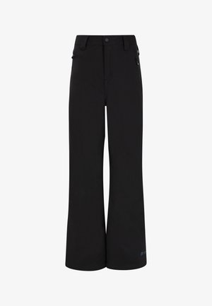 Sorte brede bukser lavet af et vandafvisende stof. Har en lynlåslomme på siden og en knaplukning i taljen.