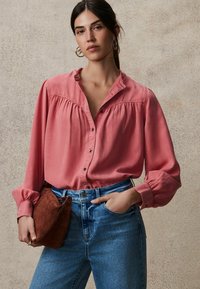 Next WASHED RUFFLE NECK LONG SLEEVE - Overhemdblouse - pink