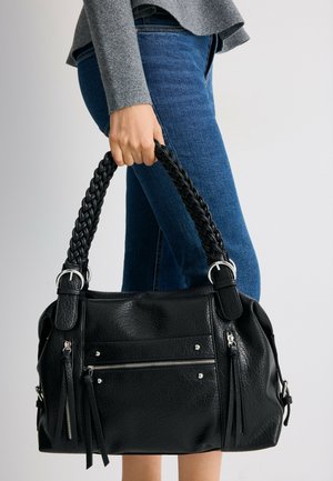 Stradivarius, SHOULDER BAG WITH BRAIDED HANDLE - Handbag - black