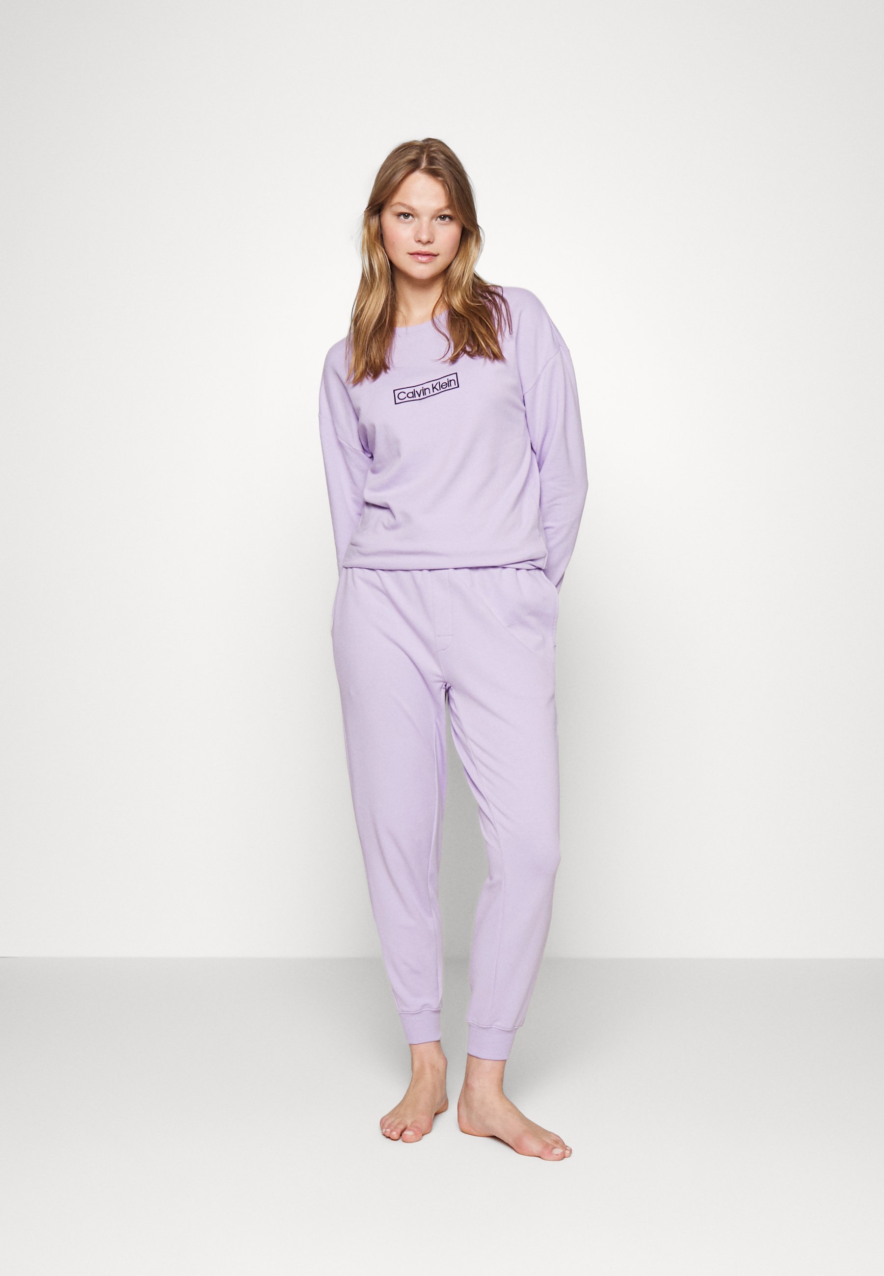 calvin klein underwear tape fleece overhead hoodie pink