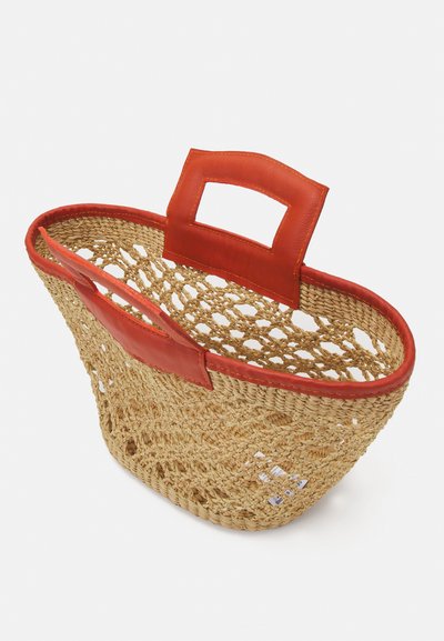 Sensi Studio OPEN WEAVE BASKET BAG - Käsilaukku - beige/orange