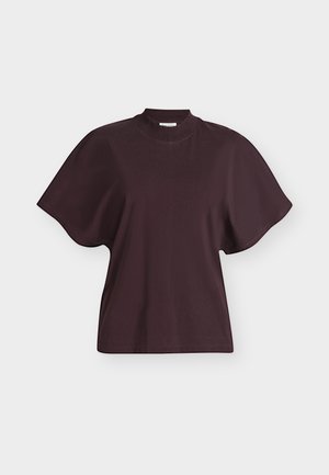 Marc O'Polo, T-SHIRTS SHORTSLEEVE MOCKNECK - Basic T-shirt - black cherry