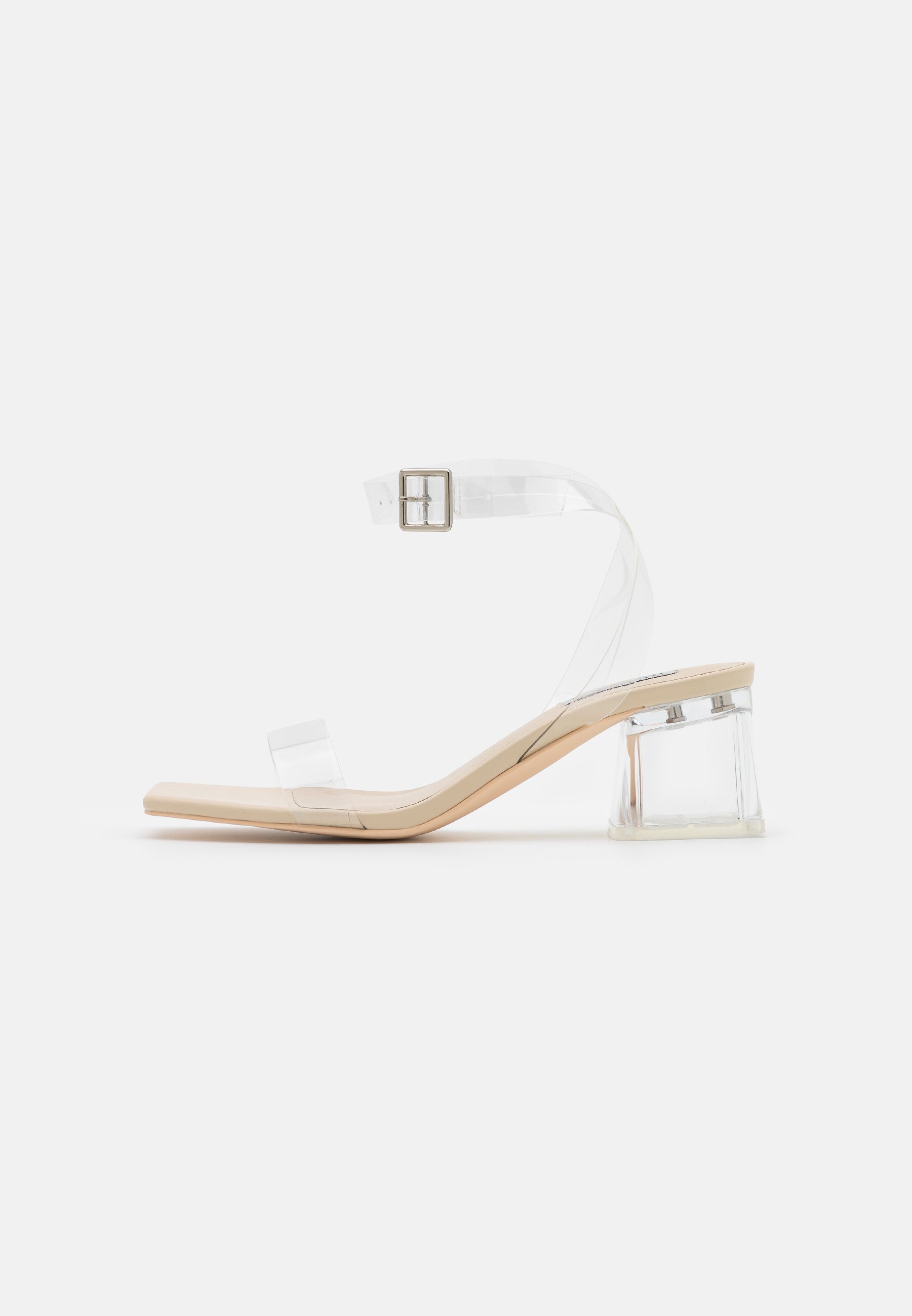 clear low block heels