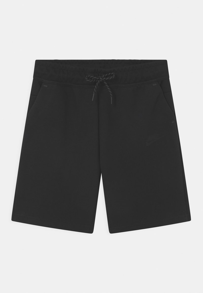 Černé sportovní šortky vyrobené z měkké tkaniny, s elastickým pasem, šňůrkou na stažení a dvěma bočními kapsami. Obsahují decentní logo.