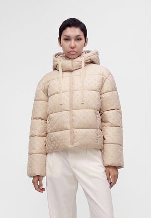 Guess, NEW DAISY CROP LOGO PUFFER - Зимно яке - rose mauve
