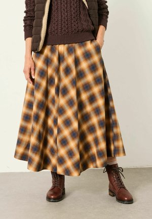 FatFace, CHECK MIDI SKIRT - A-line skirt - tan brown