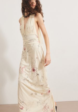 NA-KD, HALTERNECK TIE MAXI DRESS - Džersejové šaty - yellow misty flower