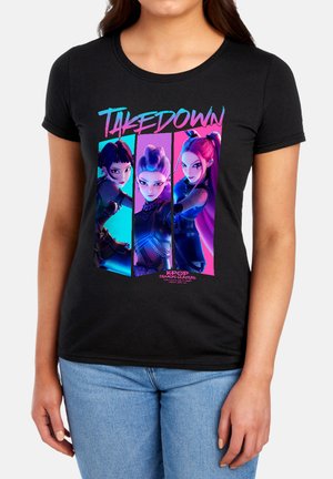 NETFLIX, KPOP DEMON HUNTERS  HUNTRIX DEMONS TAKEDOWN COMIC - Print T-shirt - black