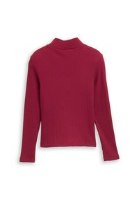 Geribbelde hoge hals top in donkerroze. Lange mouwen en een aansluitend ontwerp, met een gladde textuur en een nette, rechte zoom op de taille.