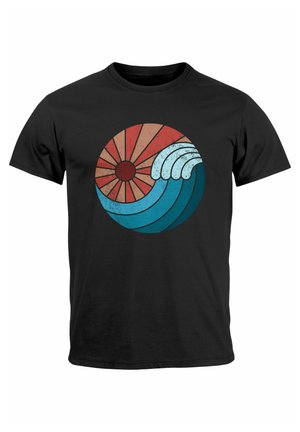 WELLE WAVE SONNE SOMMER RETRO VINTAGE  - Print T-shirt - schwarz