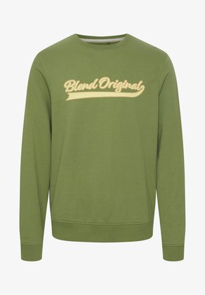 Grön sweatshirt i bomull med rundad halsringning och långa ärmar. "Blend Original"-logotyp i gult framtill.