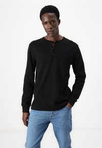 GAP DOUBLE HENLEY - Sudadera - black