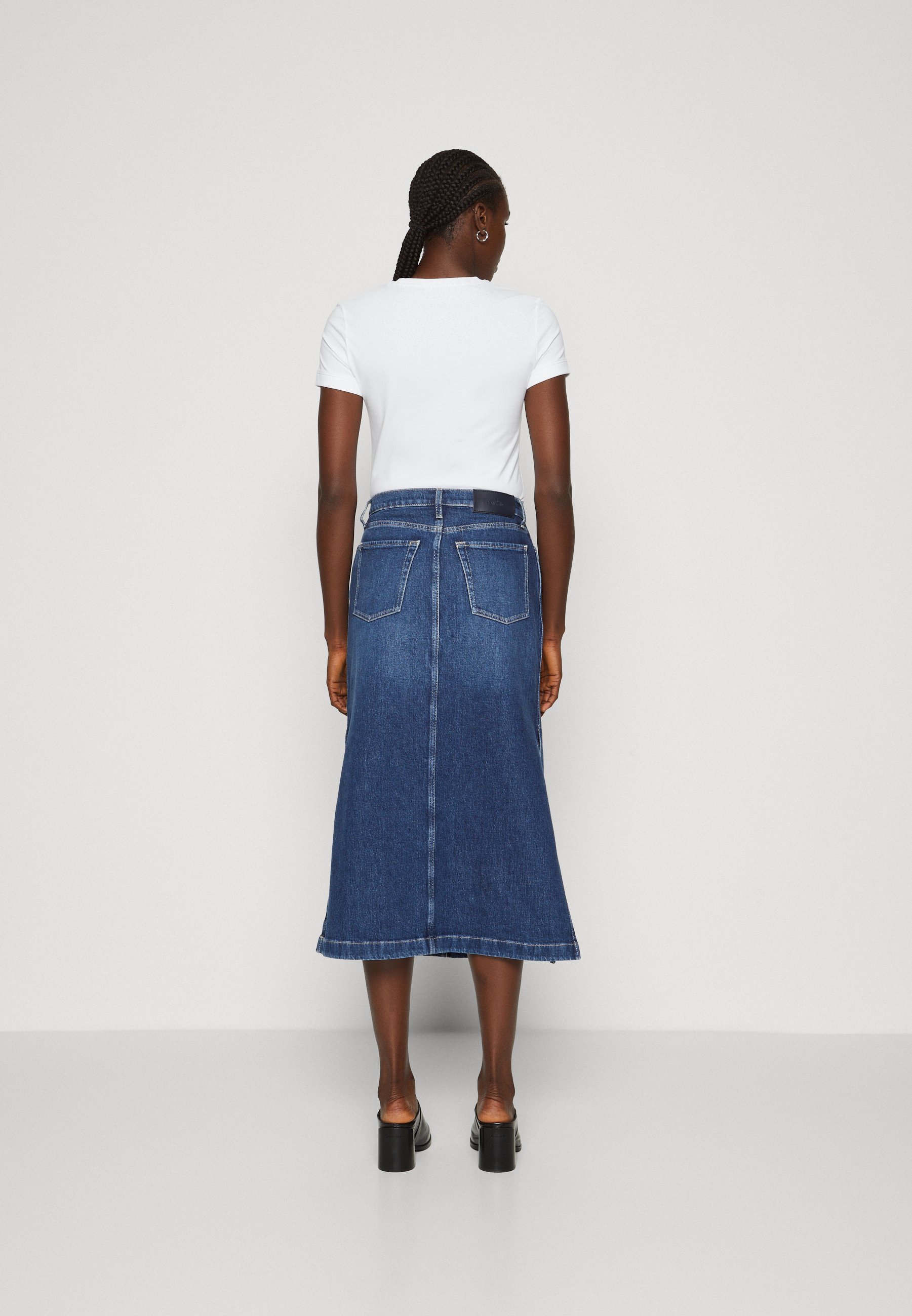 【in a row】Over Pocket Skirt 7 for all mankind MIDI SKIRT WAYNE - A-line skirt - mid blue