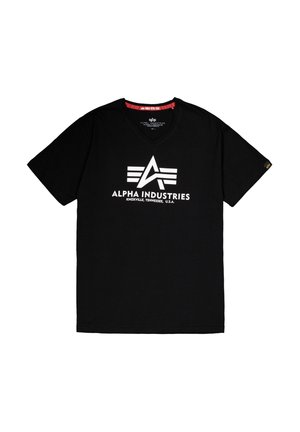 Alpha Industries, BASIC V NECK - Camiseta estampada - black