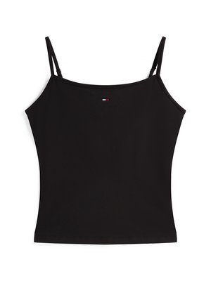 Tommy Jeans, FLAG EMBROIDERY SLIM SPAGHETTI STRAP TOP - Top - black