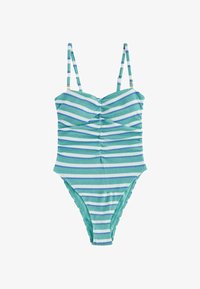 Ikke valgt, aqua blue white crinkle stripe