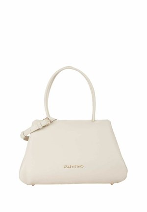 Sac à main en cuir blanc à la forme structurée, doté d'une poignée courte et d'une bandoulière réglable. Logo "Valentino" doré à l'avant.