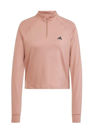 adidas Performance ESSENTIALS MINIMAL BRANDING 1/4-ZIP COVER UP - Langærmet T-shirt - warm clay   black