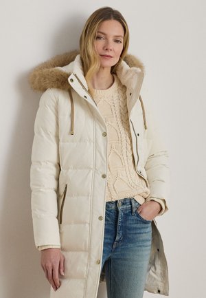 Lauren Ralph Lauren FAUX FUR TRIM HOODED DOWN COAT - Tollkabát - cream
