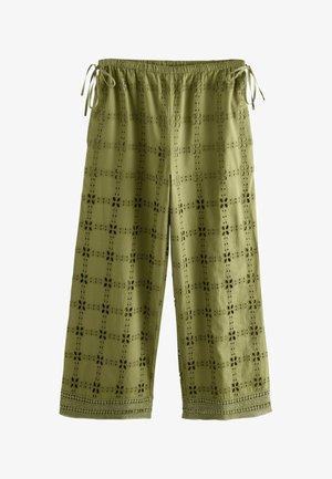 Next, TALL FIT - BRODERIE SQUARE WIDE LEG TROUSERS - Pantalon classique - green