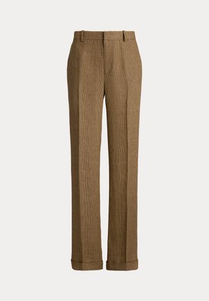Polo Ralph Lauren, PLAID LINEN RELAXED STRAIGHT PANT - Trousers - brown/tan