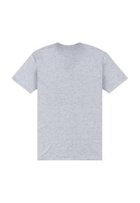 Šedé bavlněné tričko s krátkými rukávy a kulatým výstřihem. Jednoduchý design s hladkou texturou a bez viditelných grafik nebo vzorů.