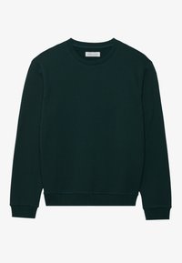 Mørkegrøn sweatshirt med rund halsudskæring, lange ærmer, ribbede manchetter og lige kant. Fremstillet af blødt bomuldsstof.