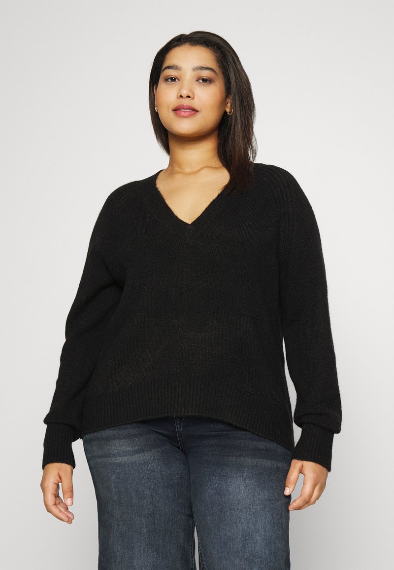 Vero Moda Curve VMNEWWIND VNECK - Camisola - black