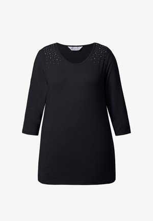 MIAMODA, T-SHIRT, KOMFORT FIT, PAILLETTEN, ÄRMEL CUTOUTS - Pitkähihainen paita - black