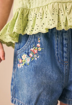 Next, REGULAR FIT - PULLON - Lühikesed teksad - mid blue denim embroidered flower
