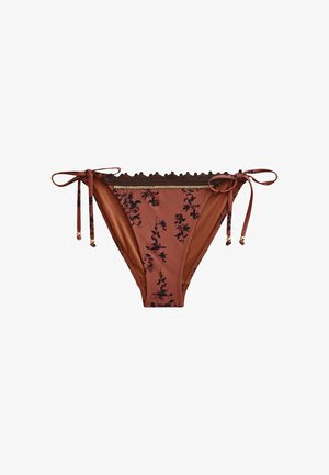Next, REGULAR FIT - CROCHET TIE SIDE BIKINI BOTTOMS . - Bikini pezzo sotto - brown floral beaded