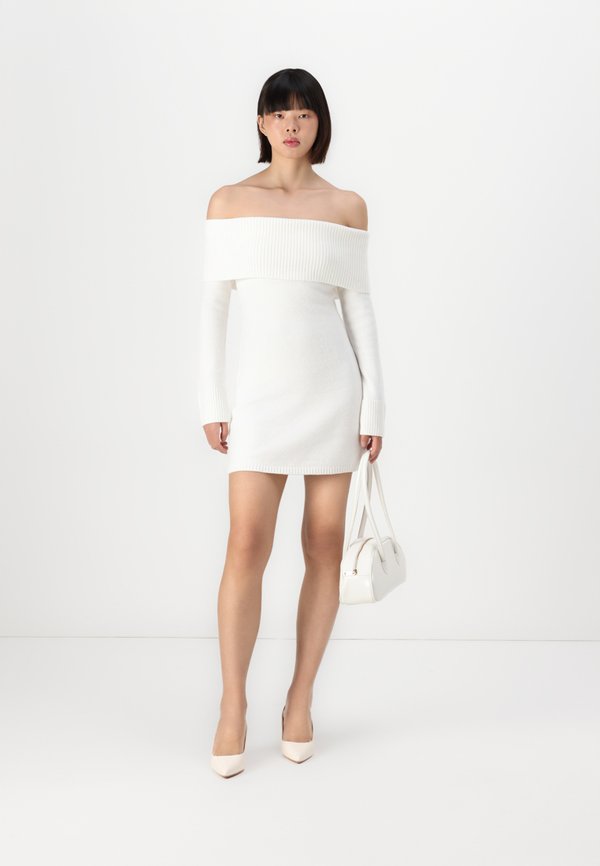 Off-the-Shoulder Skater Sweater Dress - Jumper dress - cloud dancer4